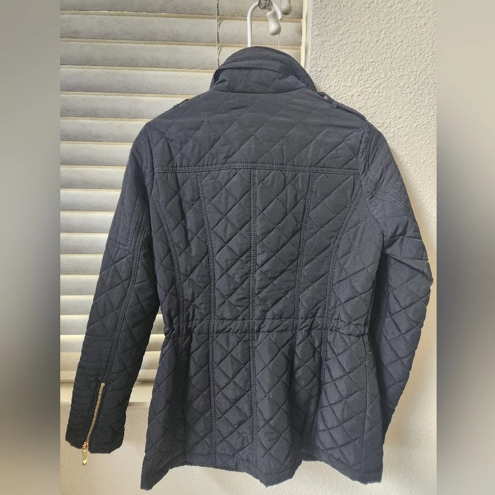 ​Michael Kors Black Quilted M65 Field Jacket | Pink Trim & Gold Hardware XSP